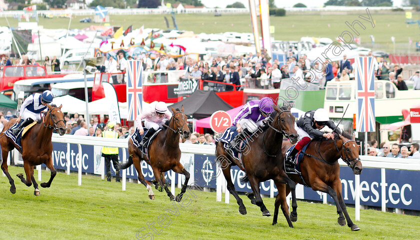 Annapurna-0003 
 ANAPURNA (Frankie Dettori) beats PINK DOGWOOD (2nd right) in The Investec Oaks
Epsom 31 May 2019 - Pic Steven Cargill / Racingfotos.com