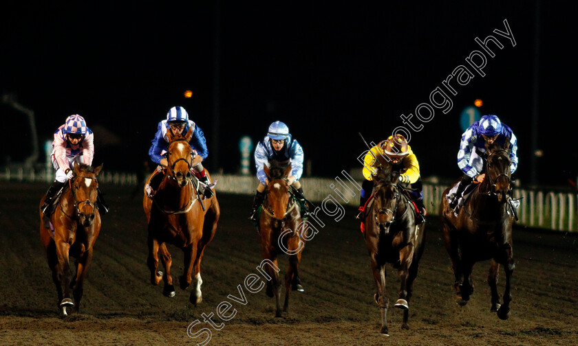 Au-Clair-De-Lune-0002 
 AU CLAIR DE LUNE (2nd right, Benoit de la Sayette) beats NO NAY BELLA (right) ELTHAM PALACE (left) GHUMAMA (2nd left) and TUNDRA (centre) in The Unibet 3 Uniboosts A Day Fillies Handicap
Kempton 31 Mar 2021 - Pic Steven Cargill / Racingfotos.com