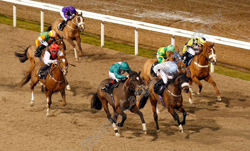 Tebay-0001 
 TEBAY (centre, Ben Curtis) beats CAT ROYALE (right) in The Bet totescoop6 At totesport.com Classified Stakes
Chelmsford 11 Jan 2020 - Pic Steven Cargill / Racingfotos.com