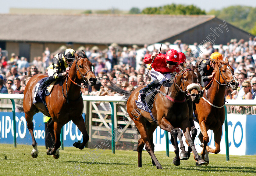 Mabs-Cross-0001 
 MABS CROSS (centre, Paul Mulrennan) beats EQUIMOU (right) in The Longholes Palace House Stakes Newmarket 5 May 2018 - Pic Steven Cargill / Racingfotos.com