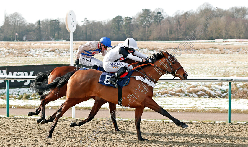 Gurkha-Girl-0003 
 GURKHA GIRL (Ryan Moore) wins The Play Ladbrokes 5-A-Side On Football Fillies Novice Stakes
Lingfield 13 Feb 2021 - Pic Steven Cargill / Racingfotos.com