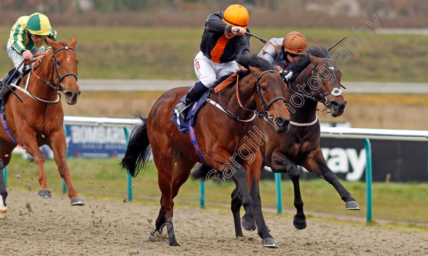 Patsy-Fagan-0005 
 PATSY FAGAN (centre, Hollie Doyle) beats STAY SMART (right) in The Get Your Ladbrokes Daily Odds Boost Handicap
Lingfield 26 Mar 2021 - Pic Steven Cargill / Racingfotos.com