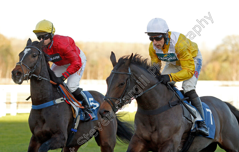 Kenmya-and-Kingston-Bresil-0001 
 KENMYA (right, Harry Skelton) and KINGSTON BRESIL (left, Izzie Hill)
Ascot 22 Nov 2024 - Pic Steven Cargill / Racingfotos.com