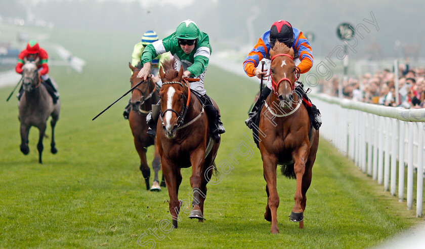 Showmethewayavrilo-0004 
 SHOWMETHEWAYAVRILO (right, Charlie Bennett) beats NEZAR (left) in The 188bet.co.uk Handicap Goodwood 27 Sep 2017 - Pic Steven Cargill / Racingfotos.com