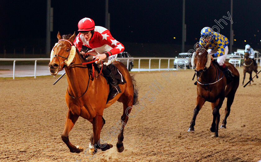 Complicit-0002 
 COMPLICIT (Alex Ferguson) wins The Bet toteplacepot At betfred.com Amateur Riders Handicap Chelmsford 21 Dec 2017 - Pic Steven Cargill / Racingfotos.com