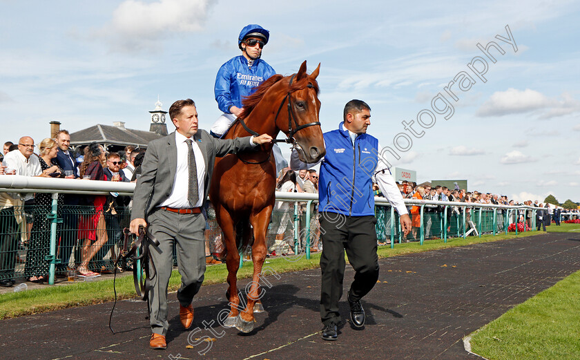 Hurricane-Lane-0002 
 HURRICANE LANE (William Buick) before winning The Cazoo St Leger
Doncaster 11 Sep 2021 - Pic Steven Cargill / Racingfotos.com