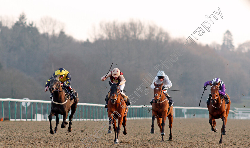 Perfect-Illusion-0004 
 PERFECT ILLUSION (centre, Rob Hornby) beats TECHNOLOGICAL (left) in The 32Red Casino Novice Stakes Lingfield 23 Feb 2018 - Pic Steven Cargill / Racingfotos.com