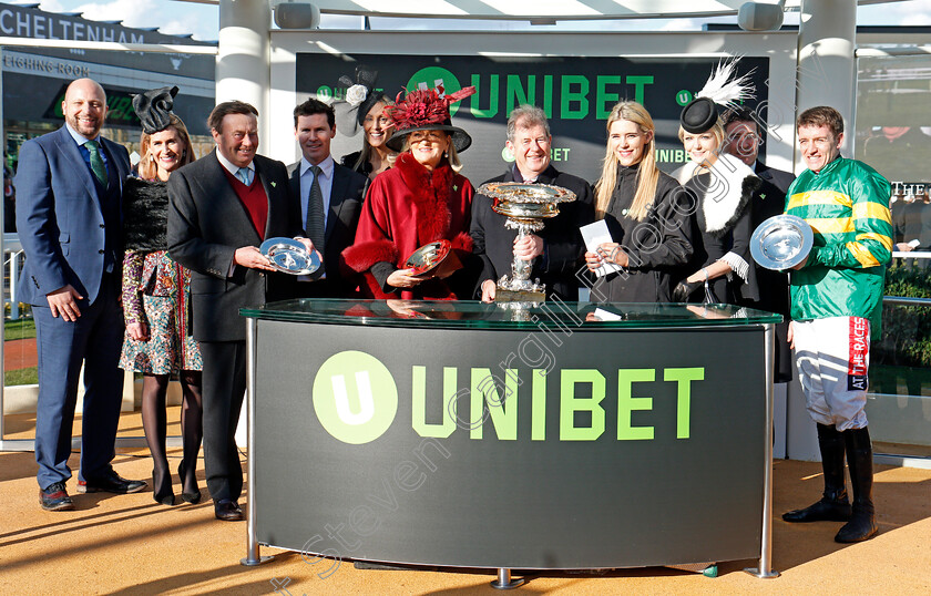 Buveur-D Air-0014 
 Presentation to J P McManus, Nicky Henderson and Barry Geraghty for The Unibet Champion Hurdle won by BUVEUR D'AIR Cheltenham 13 Mar 2018 - Pic Steven Cargill / Racingfotos.com