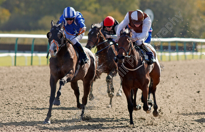 Motabassim-0005 
 MOTABASSIM (left, Jim Crowley) beats FLEETING FREEDOM (right) in The Racing Welfare Nursery Lingfield 5 Oct 2017 - Pic Steven Cargill / Racingfotos.com