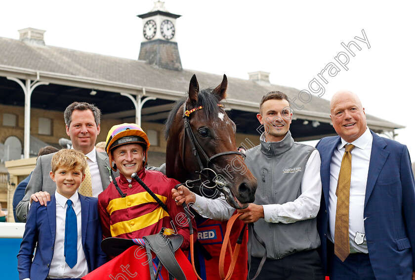 Iberian-0009 
 IBERIAN (Tom Marquand) with Charles Hills after The Betfred Champagne Stakes
Doncaster 16 Sep 2023 - Pic Steven Cargill / Racingfotos.com