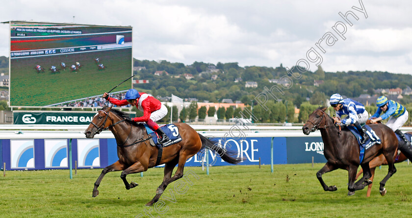 Inspiral-0005 
 INSPIRAL (Frankie Dettori) wins The Prix du Haras de Fresnay-le-Buffard Jacques le Marois
Deauville 13 Aug 2023 - Pic Steven Cargill / Racingfotos.com