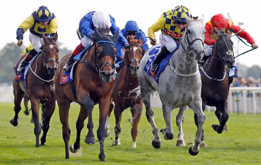 Trawlerman-0004 
 TRAWLERMAN (left, Frankie Dettori) beats ALFRED BOUCHER (right) in The Sky Bet Ebor Handicap
York 20 Aug 2022 - Pic Steven Cargill / Racingfotos.com