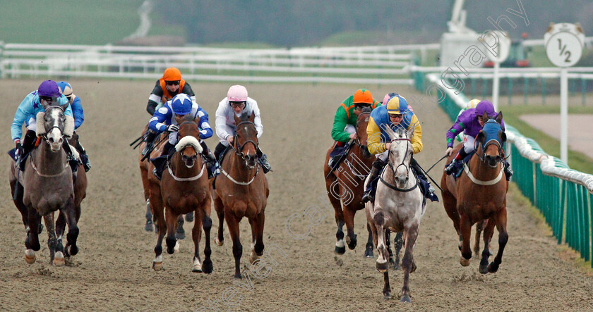 Betsalottie-0001 
 BETSALOTTIE (2nd right, Mitch Godwin) beats STRINGYBARK CREEK (2nd left) and NICKY BABY (left) in The Betway Handicap Div2 Lingfield 13 Jan 2018 - Pic Steven Cargill / Racingfotos.com