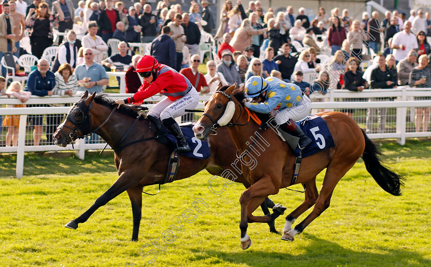 Dashing-Dick-0002 
 DASHING DICK (nearside, Laura Pearson) beats OLD NEWS (farside) in The Silk Series Handicap
Yarmouth 14 Jul 2021 - Pic Steven Cargill / Racingfotos.com