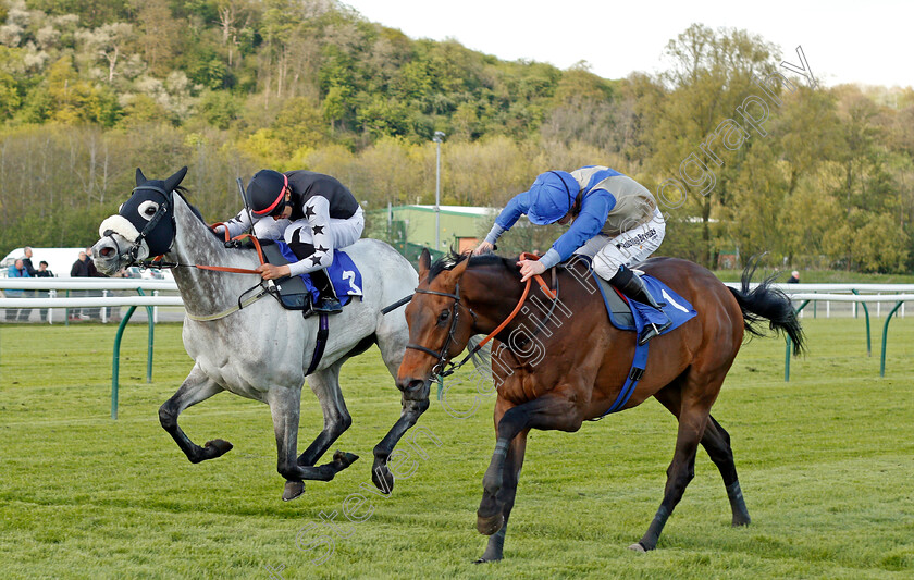 Slunovrat-0003 
 SLUNOVRAT (right, Jim Crowley) beats THISTIMENEXTYEAR (left) in The Bet & Watch At 188bet.co.uk Handicap Nottingham 1 May 2018 - Pic Steven Cargill / Racingfotos.com