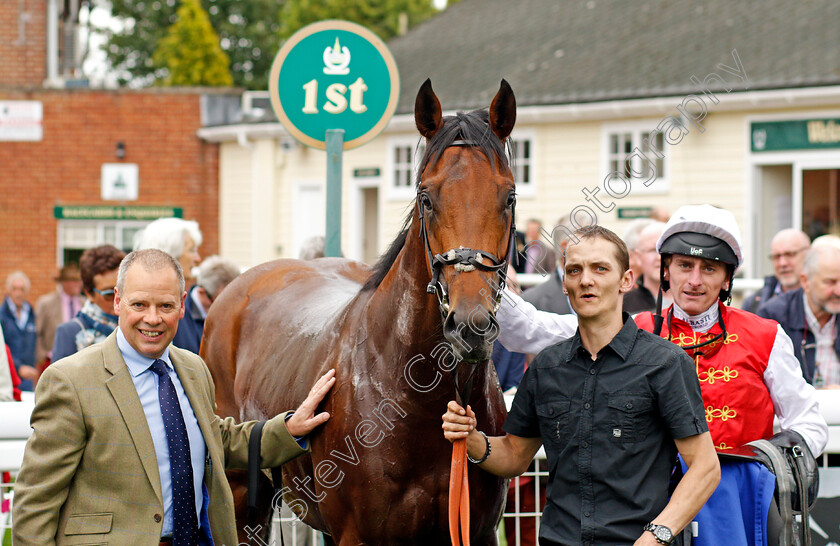 Al-Jellaby-0006 
 AL JELLABY with Clive Cox and Adam Kirby after The Frank Murray Memorial EBF Novice Stakes Salisbury 7 Sep 2017 - Pic Steven Cargill / Racingfotos.com