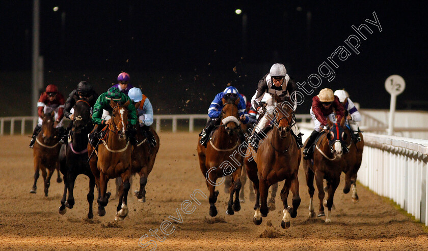 Mossketeer-0002 
 MOSSKETEER (right, Robert Havlin) beats HIC BIBI (left) in The totescoop6 Magic Million This Saturday Nursery Chelmsford 16 Nov 2017 - Pic Steven Cargill / Racingfotos.com