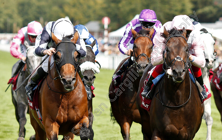 Too-Darn-Hot-0007 
 TOO DARN HOT (right, Frankie Dettori) beats CIRCUS MAXIMUS (left) in The Qatar Sussex Stakes
Goodwood 31 Jul 2019 - Pic Steven Cargill / Racingfotos.com