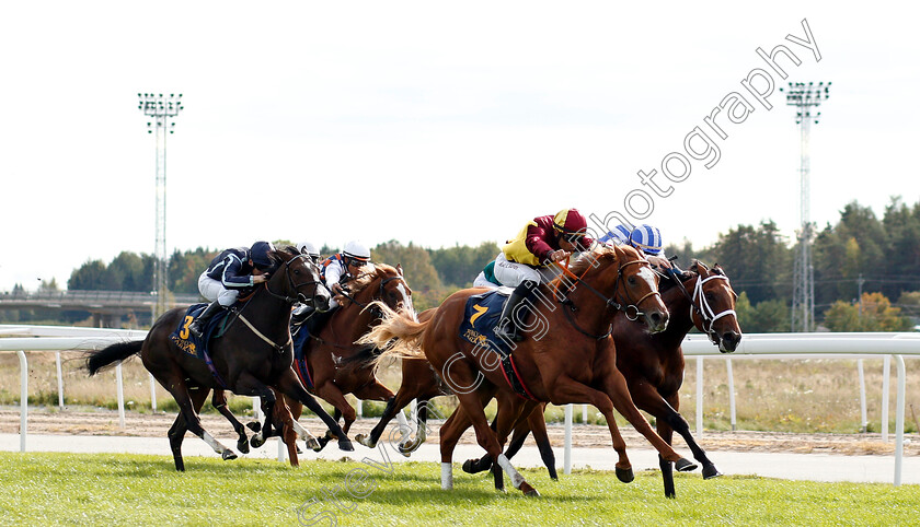 Red-Cactus-0001 
 RED CACTUS (Elione Chaves) beats NIPOZZANO (right) and IZVESTIA (left) in The Timeform Svealandlopning
Bro Park, Sweden 23 Sep 2018 - Pic Steven Cargill / Racingfotos.com