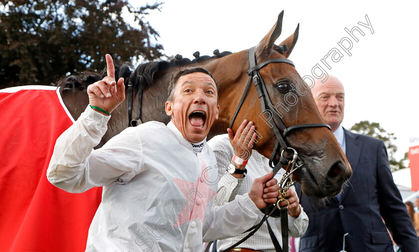 Absurde-0001 
 Frankie Dettori says "One more year!" after winning the Sky Bet Ebor on ABSURDE
York 26 Aug 2023 - Pic Steven Cargill / Racingfotos.com