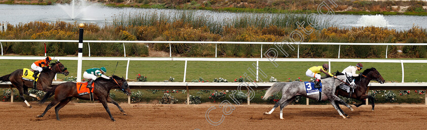 Destin-0004 
 DESTIN (2nd right, John Velazquez) beats INFOBEDAD (right) in The Marathon Stakes Del Mar USA 3 Nov 2017 - Pic Steven Cargill / Racingfotos.com