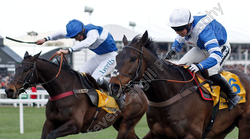 Frodon-0003 
 FRODON (right, Bryony Frost) beats ASO (left) in The Ryanair Chase
Cheltenham 14 Mar 2019 - Pic Steven Cargill / Racingfotos.com