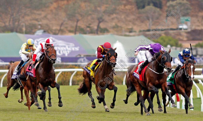 Mendelssohn-0009 
 MENDELSSOHN (2nd right, Ryan Moore) wins The Breeders' Cup Juvenile Turf, Del Mar USA 3 Nov 2017 - Pic Steven Cargill / Racingfotos.com