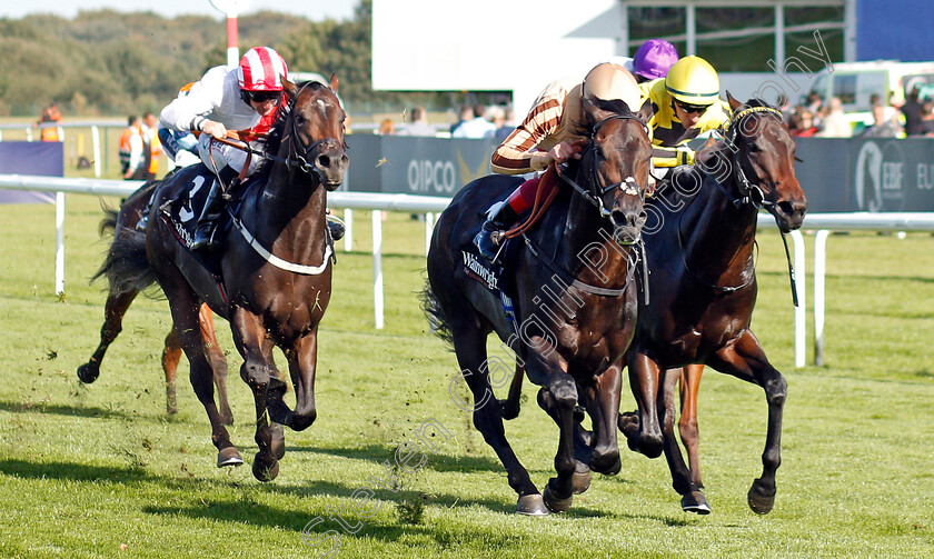 A Ali-0001 
 A'ALI (centre, Frankie Dettori) beats WHEELS ON FIRE (right) in The Wainwright Flying Childers Stakes
Doncaster 13 Sep 2019 - Pic Steven Cargill / Racingfotos.com