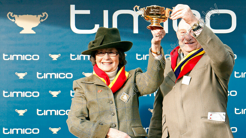 Native-River-0021 
 Garth and Anne Broom with The Timico Cheltenham Gold Cup won by NATIVE RIVER Cheltenham 16 Mar 2018 - pic Steven Cargill / Racingfotos.com