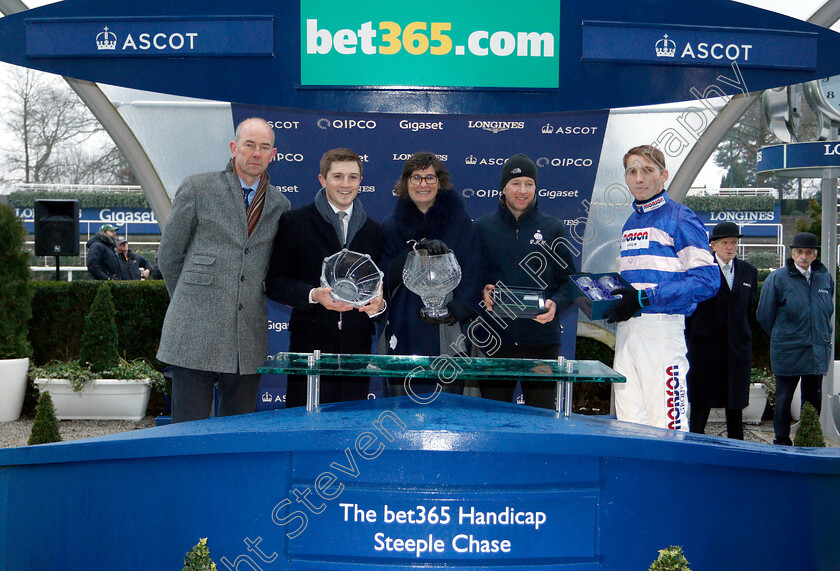 Cyrname-0012 
 Presentation to Samantha de la Hey, Harry Derham and Harry Cobden for The Bet365 Handicap Chase won by CYRNAME
Ascot 19 Jan 2019 - Pic Steven Cargill / Racingfotos.com