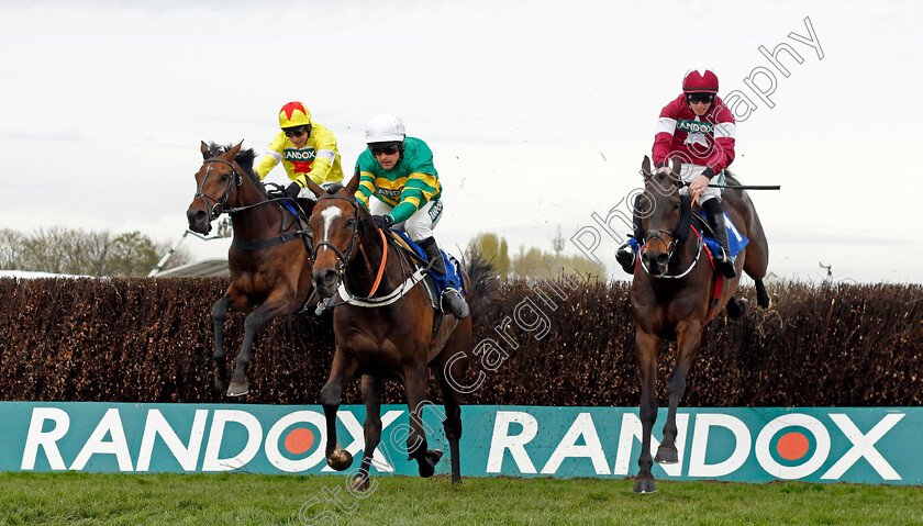 Jonbon-0004 
 JONBON (centre, Nico de Boinville) beats PROTEKTORAT (left) and CONFLATED (right) in The My Pension Expert Melling Chase
Aintree 12 Apr 2024 - Pic Steven Cargill / Racingfotos.com