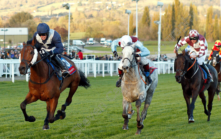 Sam-Red-0005 
 SAM RED (left, William Marshall) beats FIFTY SHADES (centre) in The Ryman Stationery Cheltenham Business Club Amateur Riders Handicap Chase
Cheltenham 26 Oct 2018 - Pic Steven Cargill / Racingfotos.com