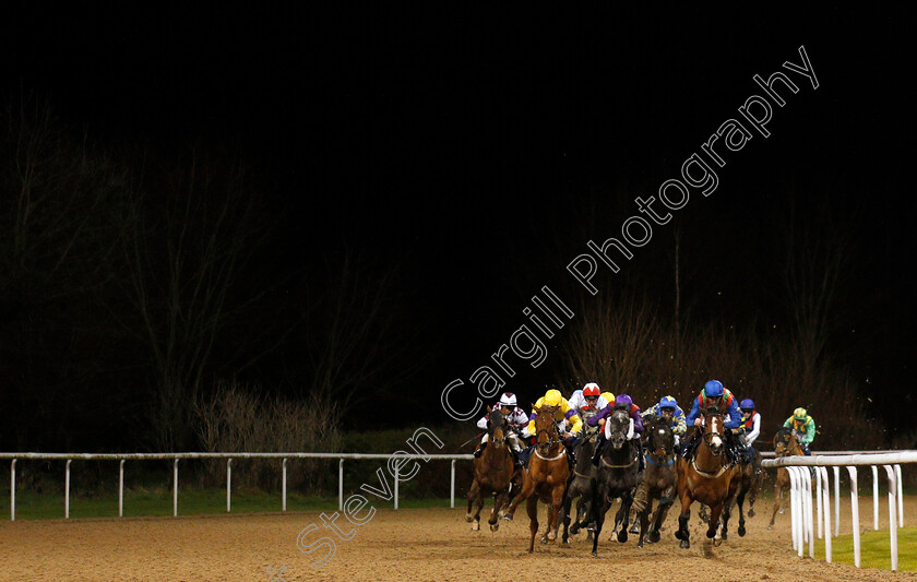 Reasoned-0001 
 REASONED (yellow, Shane Kelly) beats PENARTH PIER (right) in The Bombardier March To Your Own Drum Handicap
Wolverhampton 19 Dec 2019 - Pic Steven Cargill / Racingfotos.com