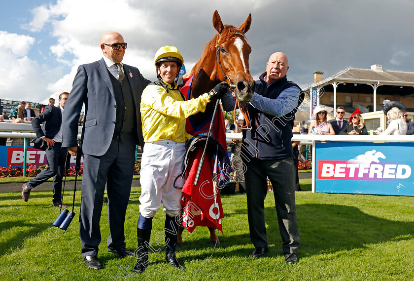 Nakheel-0008 
 NAKHEEL (Jim Crowley) with Owen Burrows after The Betfred Park Hill Stakes
Doncaster 12 Sep 2024 - Pic Steven Cargill / Racingfotos.com