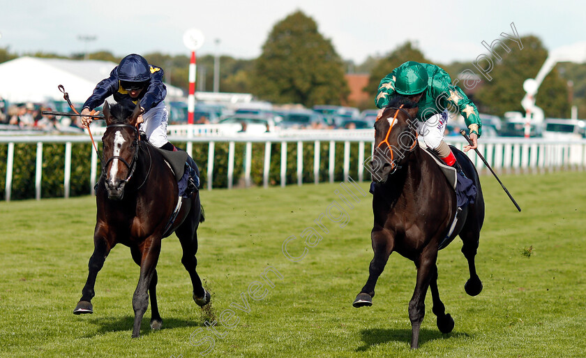 Euginio-0002 
 EUGINIO (right, Andrea Atzeni) beats ANOTHER ECLIPSE (left) in The crownhotel-bawtry.com Handicap Doncaster 14 Sep 2017 - Pic Steven Cargill / Racingfotos.com