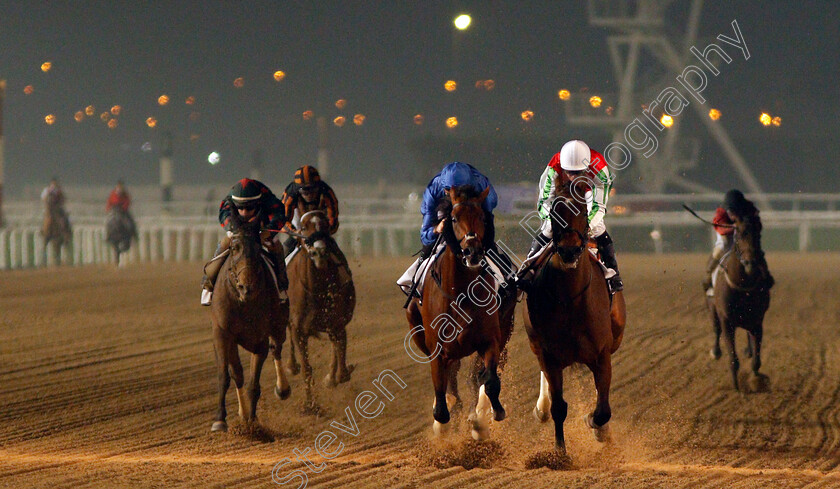 Thunder-Snow-0006 
 THUNDER SNOW (centre, Christophe Soumillon) beats NORTH AMERICA (right) in The Al Maktoum Challenge Round 2 Meydan 8 Feb 2018 - Pic Steven Cargill / Racingfotos.com