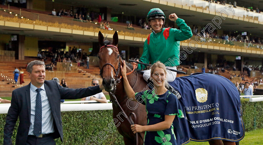 Rouhiya-0005 
 ROUHIYA (Maxime Guyon) winner of The Emirates Poule d'Essai des Pouliches
Longchamp 12 May 2024 - Pic Steven Cargill / Racingfotos.com