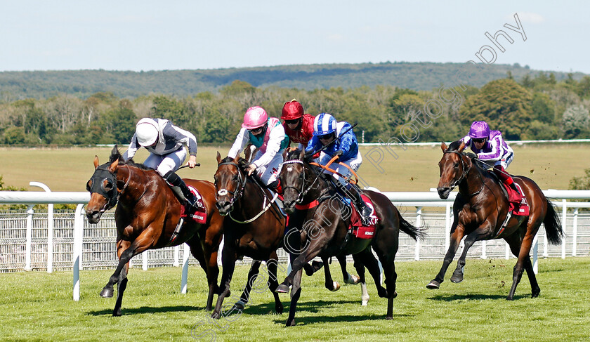 Mohaather-0002 
 MOHAATHER (centre, Jim Crowley) beats CIRCUS MAXIMUS (left) and SISKIN (2nd left) in The Qatar Sussex Stakes
Goodwood 29 Jul 2020 - Pic Steven Cargill / Racingfotos.com