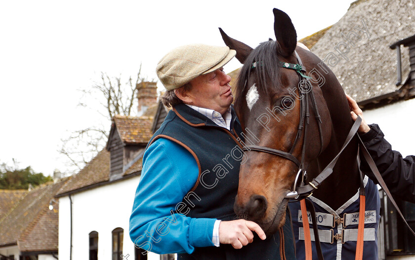 Altior-0006 
 ALTIOR with Nicky Henderson
Lambourn 18 Feb 2019 - Pic Steven Cargill / Racingfotos.com