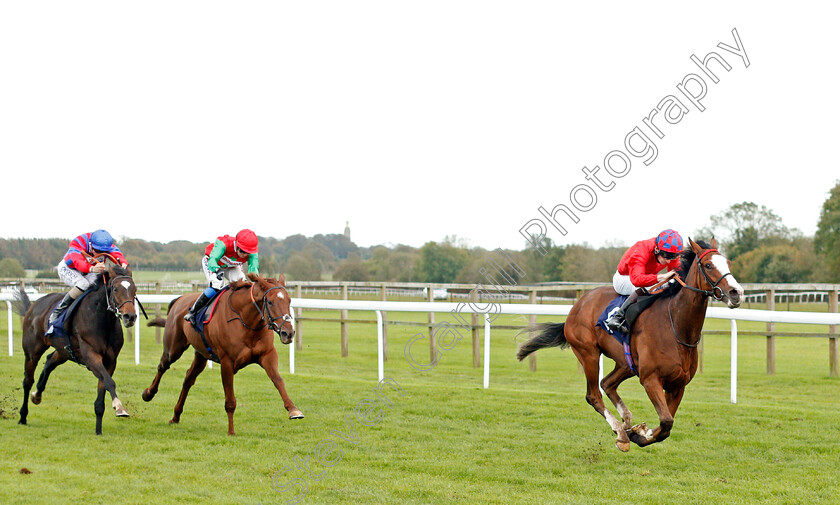 Cochise-0001 
 COCHISE (Thomas Greatrex) beats LAND OF WINTER (left) and QUEL DESTIN (2nd left) in The Bath Luxury Toilet Hire Handicap
Bath 16 Oct 2019 - Pic Steven Cargill / Racingfotos.com