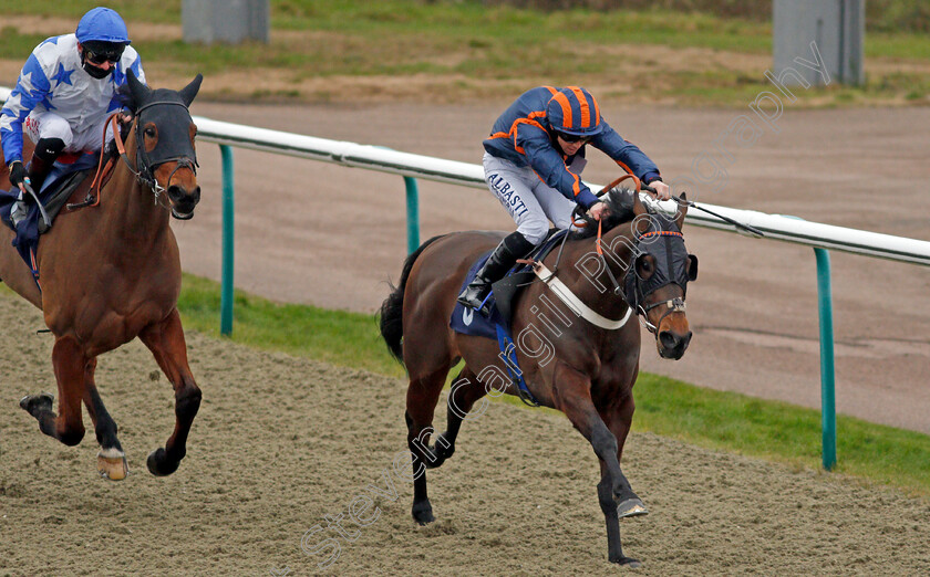 Torolight-0004 
 TOROLIGHT (Ben Curtis) beats MURHIB (left) in The Play 4 To Score At Betway Handicap
Lingfield 19 Feb 2021 - Pic Steven Cargill / Racingfotos.com