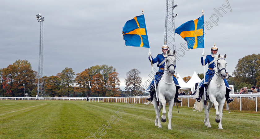 Bro-Park-0004 
 Horses of the Royal Guard gallop up the track
Bro Park Sweden 22 Sep 2019 - Pic Steven Cargill / Racingfotos.com