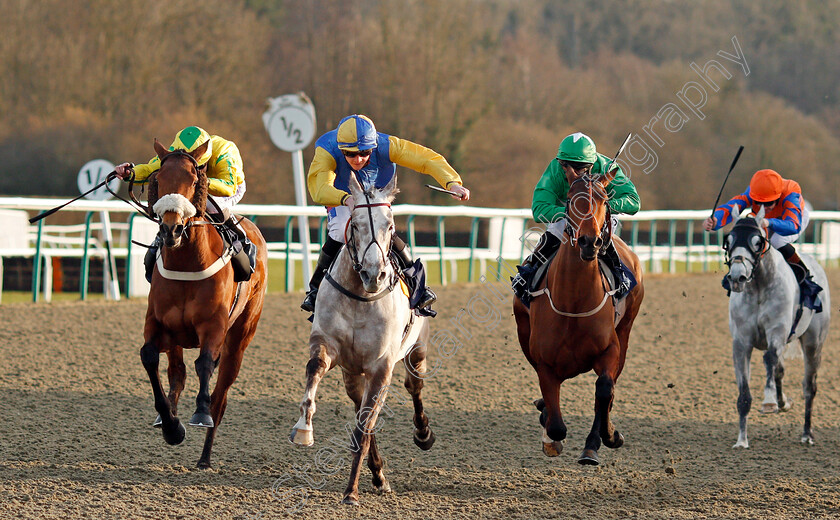 Betsalottie-0002 
 BETSALOTTIE (2nd left, Mitch Godwin) beats MRS BURBIDGE (left) and POUR L'AMOUR (2nd right) in The Betway Handicap Div1 Lingfield 16 Feb 2018 - Pic Steven Cargill / Racingfotos.com