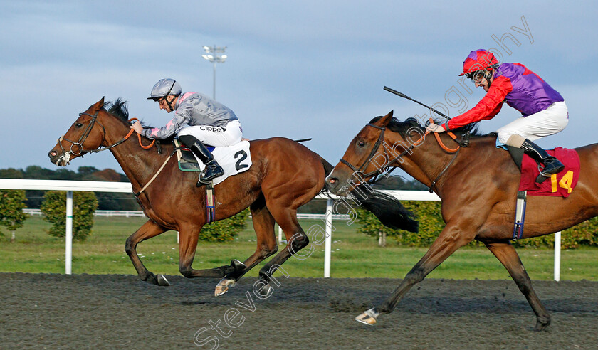 Regal-Director-0005 
 REGAL DIRECTOR (Daniel Tudhope) beats SINGING SHERIFF (right) in The 32red.com Handicap
Kempton 9 Oct 2019 - Pic Steven Cargill / Racingfotos.com