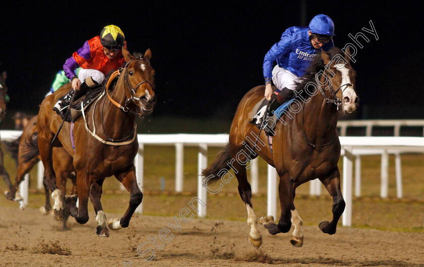 Da-Vinci-0004 
 DA VINCI (left, Joe Fanning) beats PITCHER'S POINT (right) in The Peter Andre Ladies Day Novice Stakes
Chelmsford 13 Feb 2020 - Pic Steven Cargill / Racingfotos.com