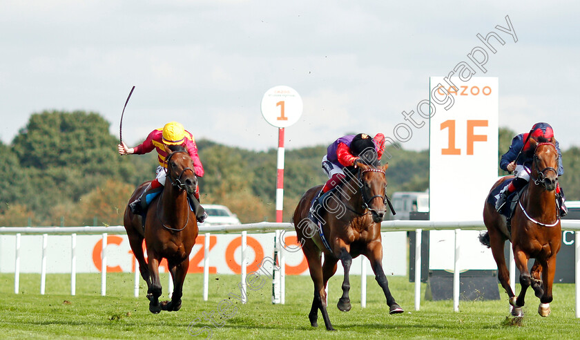 Bayside-Boy-0003 
 BAYSIDE BOY (left, David Egan) beats REACH FOR THE MOON (centre) and TWILIGHT JET (right) in The Champagne Stakes
Doncaster 11 Sep 2021 - Pic Steven Cargill / Racingfotos.com