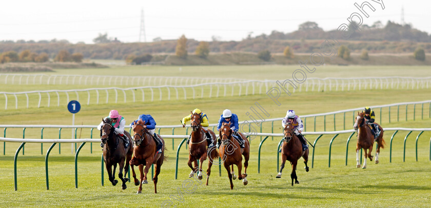 Castle-Way-0006 
 CASTLE WAY (2nd left, William Buick) wins The British EBF Future Stayers Nursery
Newmarket 19 Oct 2022 - Pic Steven Cargill / Racingfotos.com