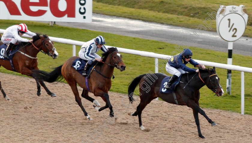 Breathless-Times-0003 
 BREATHLESS TIMES (Adam McNamara) beats GRANDFATHER TOM (centre) in The Betway Novice Stakes Wolverhampton 4 Jan 2018 - Pic Steven Cargill / Racingfotos.com