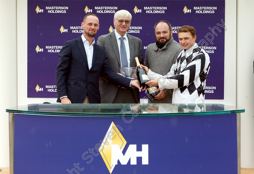 Pearl-Of-The-West-0009 
 Presentation to John McConnell and Sean Bowen for The Masterson Holdings Hurdle won by PEARL OF THE WEST
Cheltenham 27 Oct 2018 - Pic Steven Cargill /Racingfotos.com