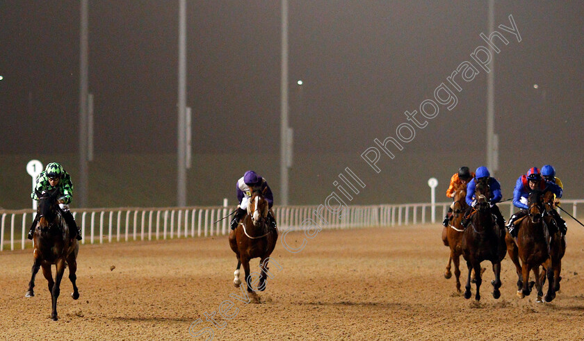 Kitty-Boo-0003 
 KITTY BOO (left, Jamie Spencer) wins The Bet totetrifecta At betfred.com Maiden Fillies Stakes Chelmsford 26 Sep 2017 - Pic Steven Cargill / Racingfotos.com